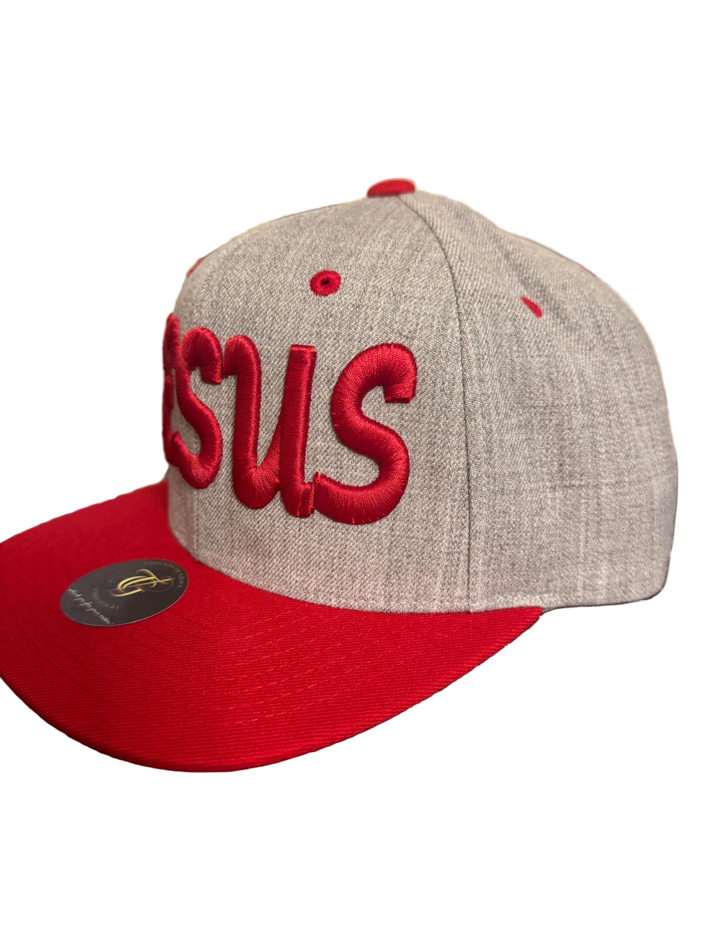 Jesus Script 3D Puff Two Tone -Red
