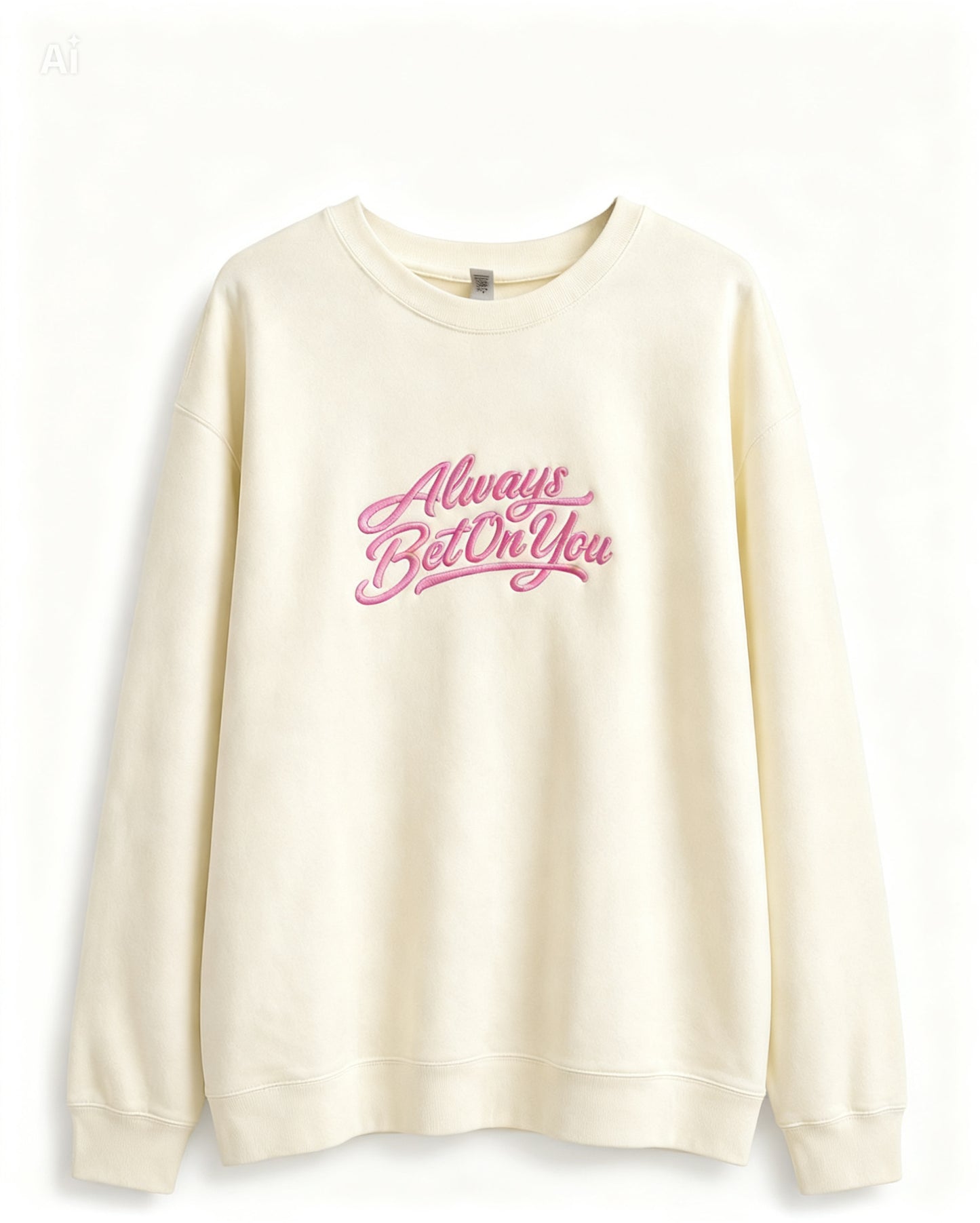 Always Bet On You Crewneck — Cream & Pink