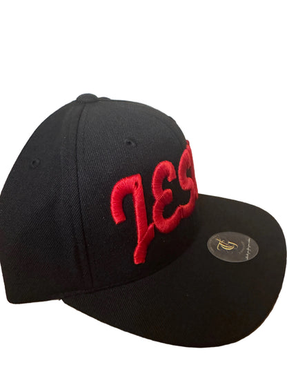 Jesus Script 3D Puff Snapback -Black