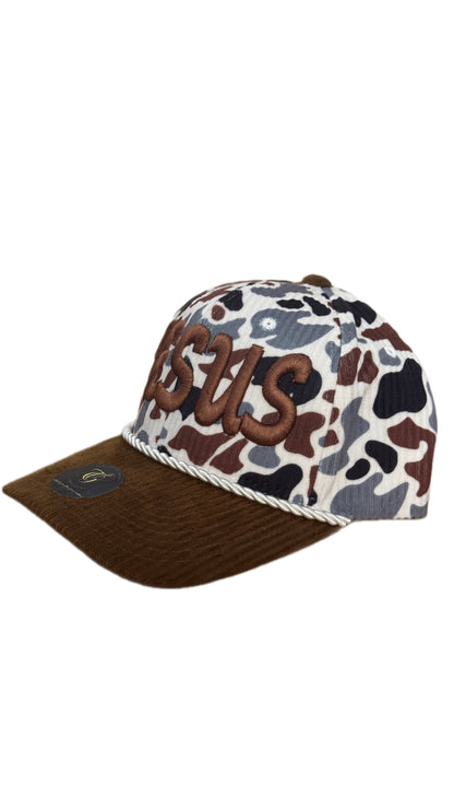 Jesus Script 3D Puff - White and Brown Camo