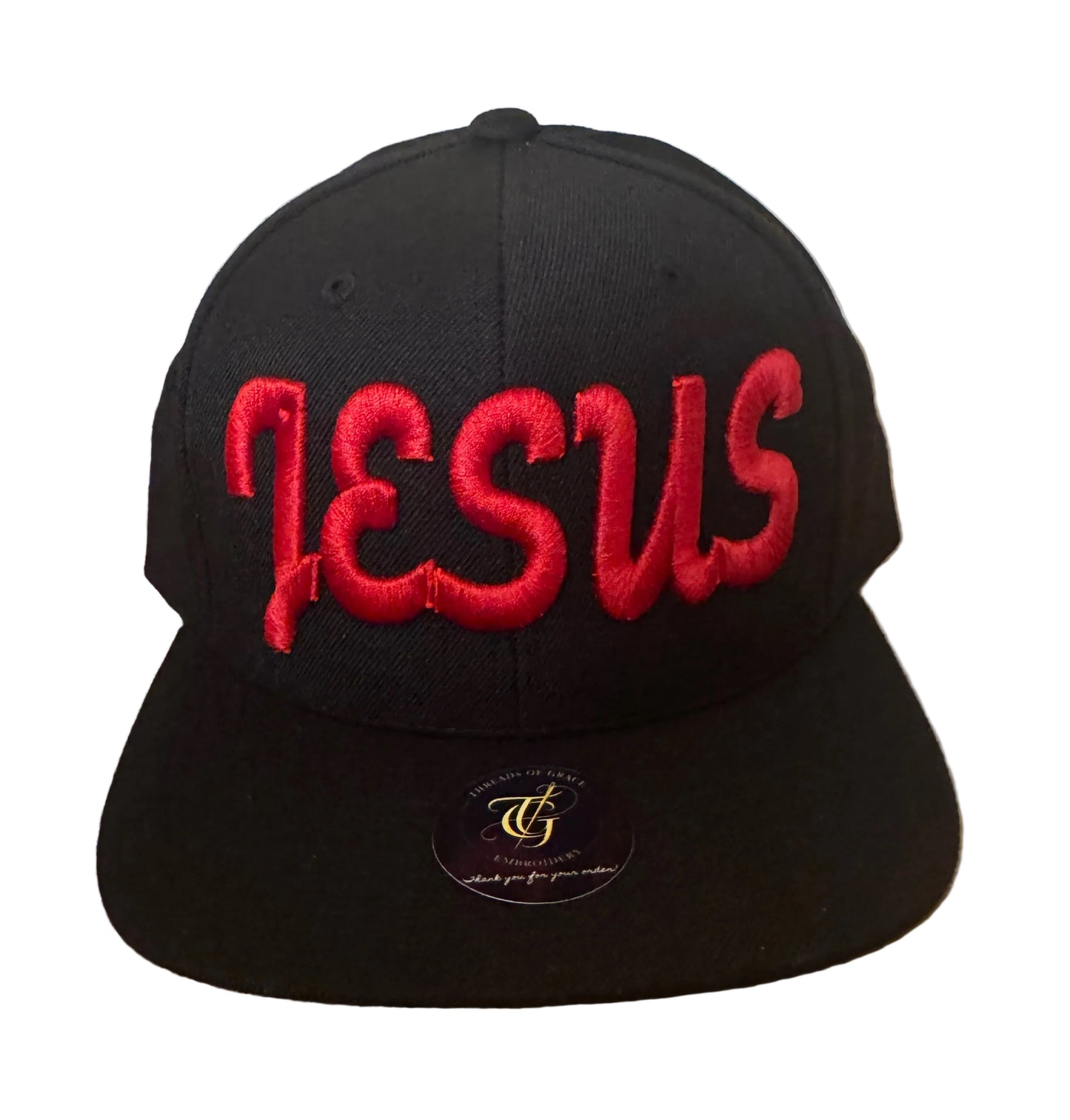 Jesus Script 3D Puff Snapback -Black
