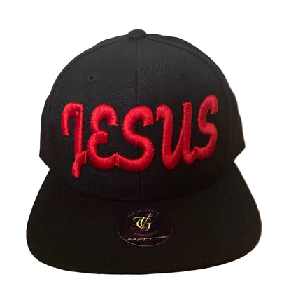 Jesus Script 3D Puff Snapback -Black