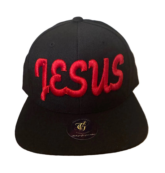 Jesus Script 3D Puff Snapback -Black