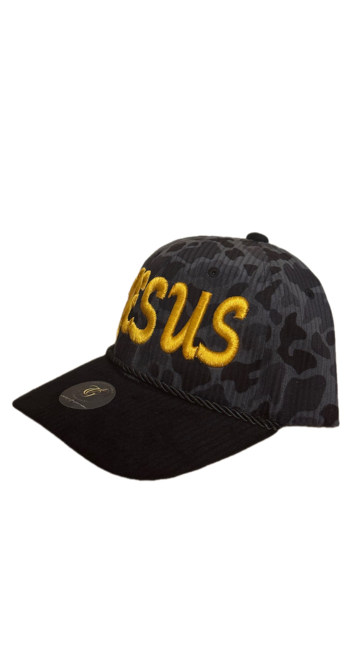 Jesus Script 3D Puff - Silver And Black Camo