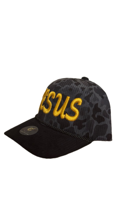 Jesus Script 3D Puff - Silver And Black Camo