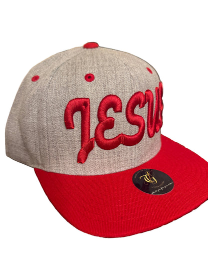 Jesus Script 3D Puff Two Tone -Red