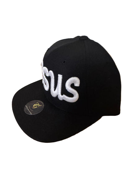 Jesus Script 3D Puff Snapback -Black