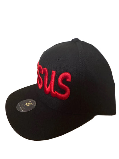 Jesus Script 3D Puff Snapback -Black