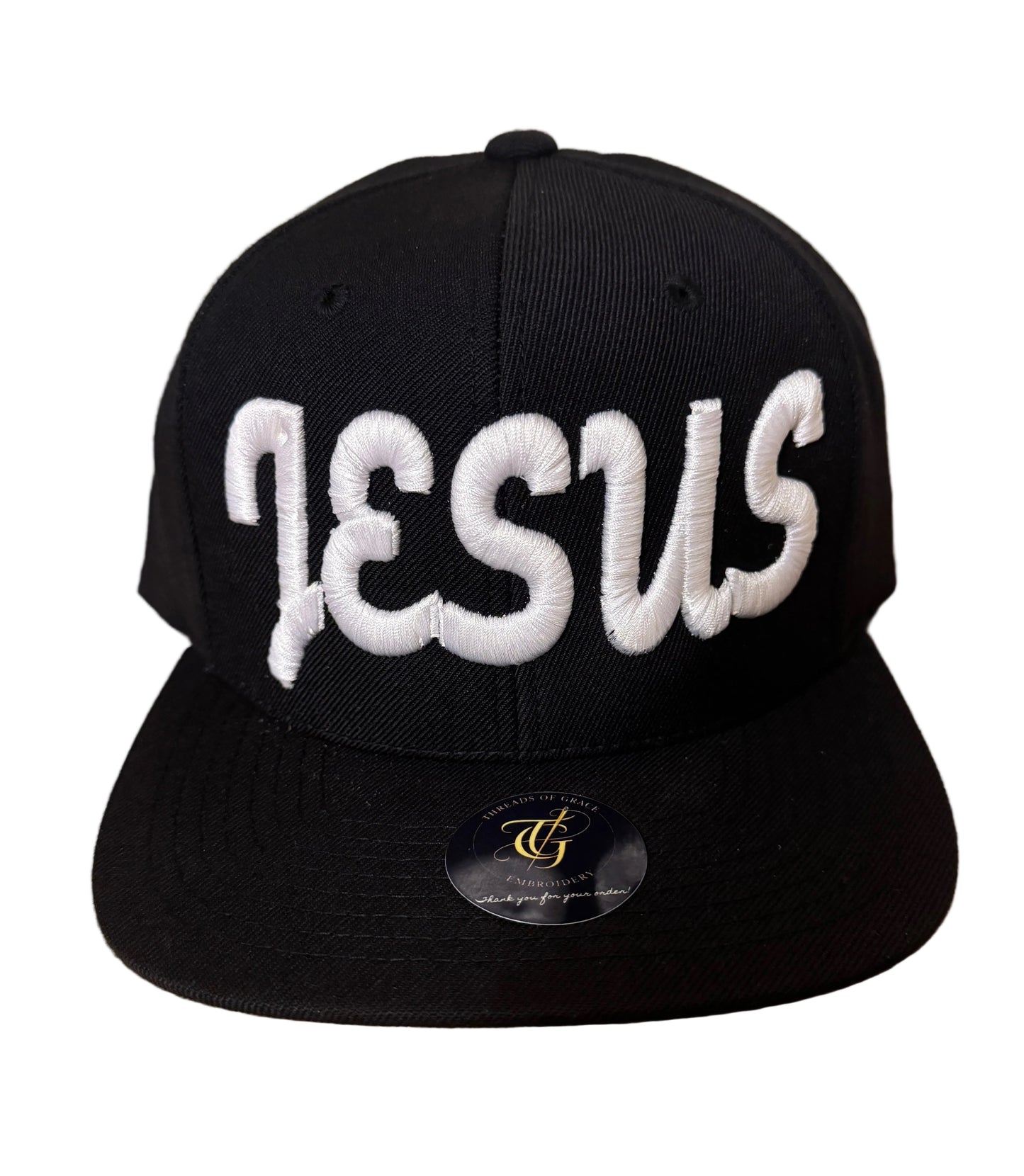 Jesus Script 3D Puff Snapback -Black