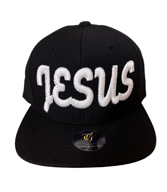Jesus Script 3D Puff Snapback -Black