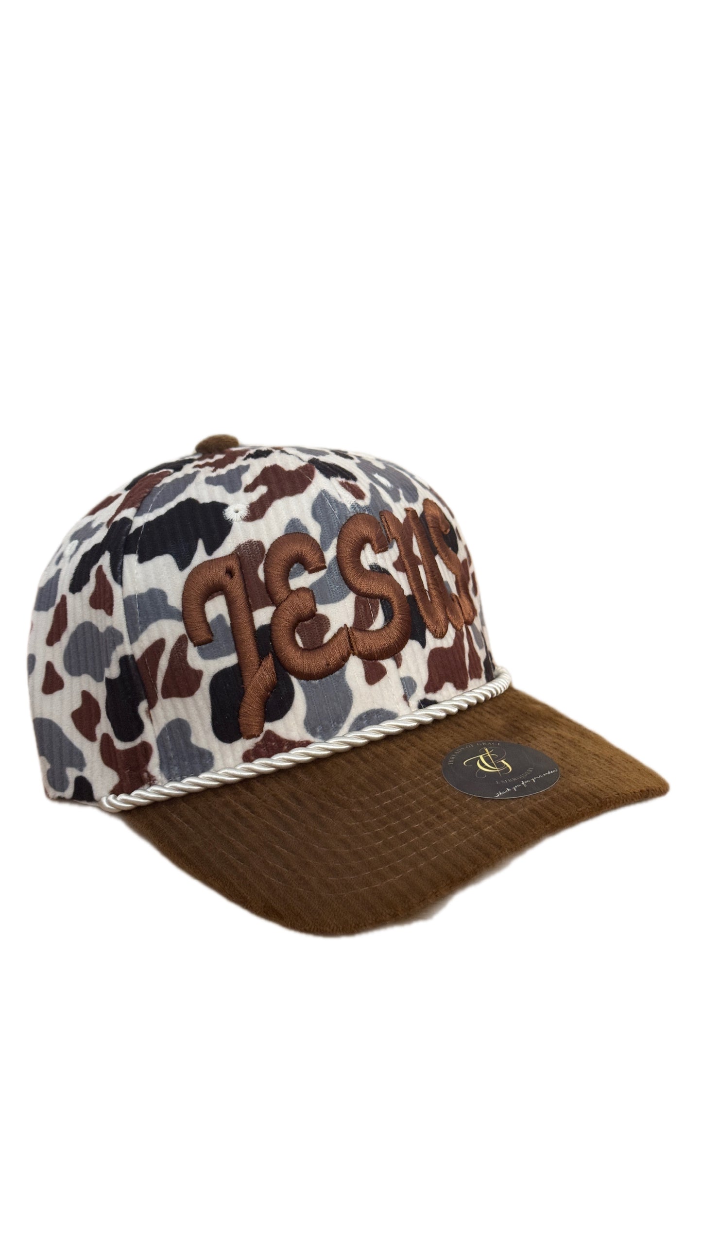 Jesus Script 3D Puff - White and Brown Camo
