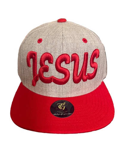 Jesus Script 3D Puff Two Tone -Red