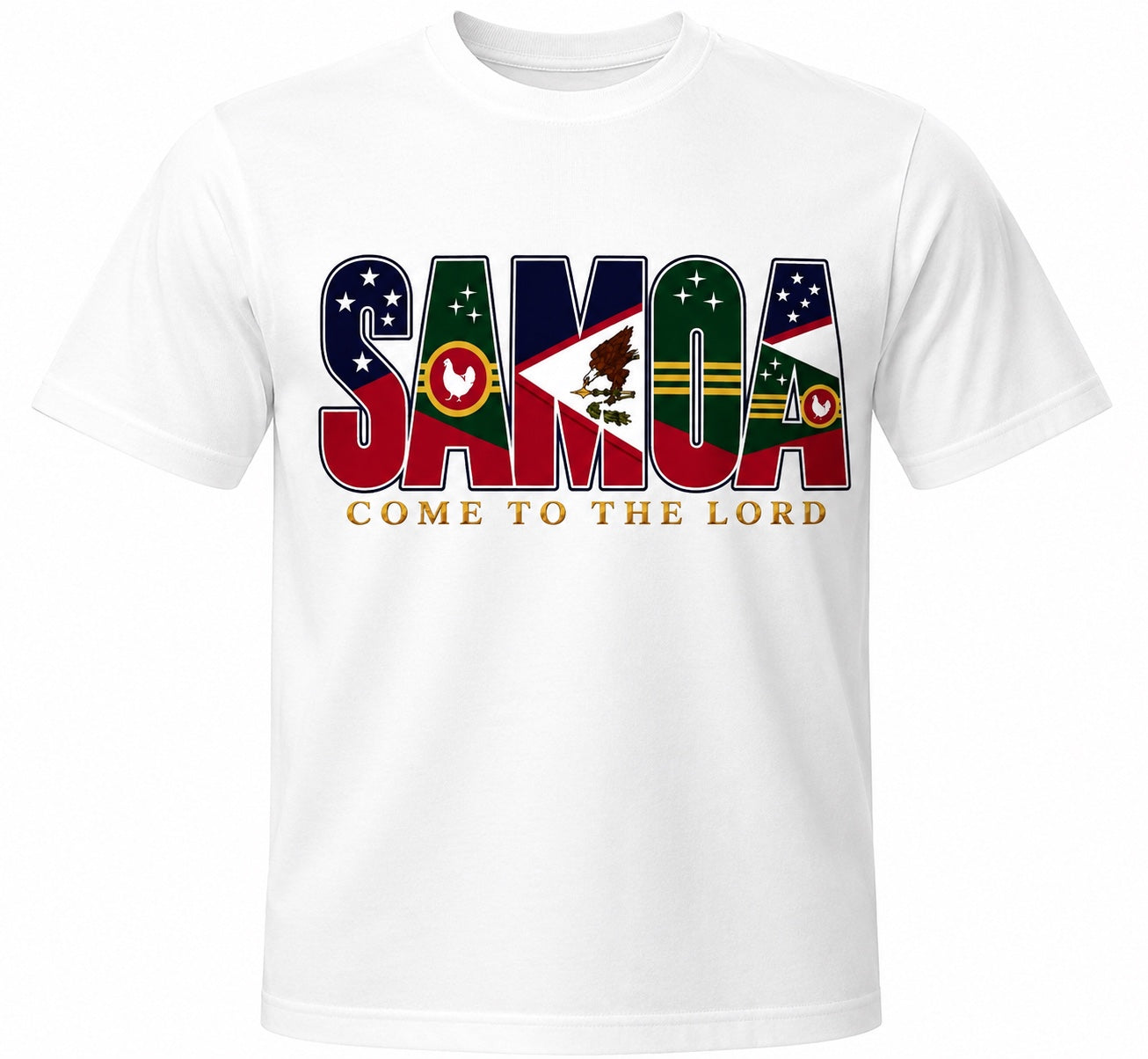 White AS Colour Heavy T with SAMOA Come to the Lord design