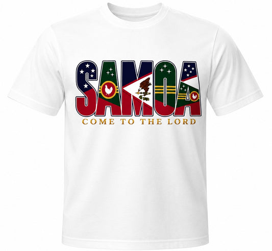 White AS Colour Heavy T with SAMOA Come to the Lord design